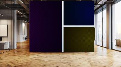 Set of abstract geometric squares pattern design with lines grid on dark purple, blue, green, yellow, red background and texture Wall mural