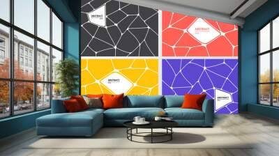 Set of abstract gray, orange, yellow, purple geometric voronoi background. Polygonal Mosaic collection. Wall mural