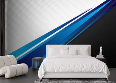 template corporate concept blue black grey and white contrast background. Wall mural