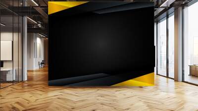 Template technology corporate concept abstract triangle geometric black and yellow on dark background Wall mural