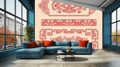 Ancient Chinese Pattern of Spiral Geometry Cross Frame Border Wall mural