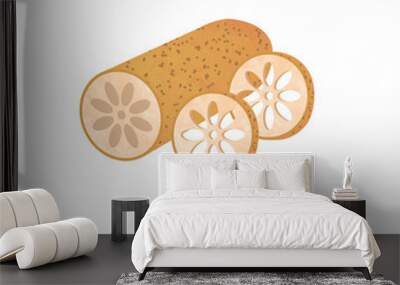 Colorful watercolor texture vector healthy vegetable lotus root Wall mural