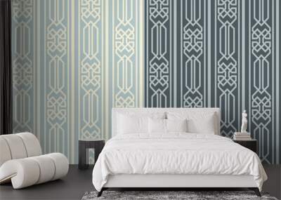 Retro Seamless Background 2 Color Set Polygon Check Geometry Cross Frame Line Wall mural