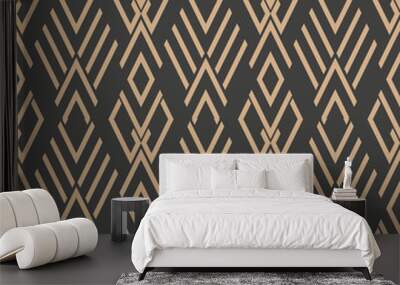 Vector damask seamless retro pattern background check geometry cross frame line Wall mural