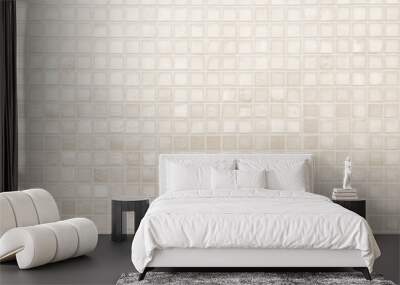 Cream light ceramic wall and floor tiles mosaic background in bathroom and kitchen. Design pattern geometric with grid wallpaper texture decoration pool. Simple seamless abstract surface clean. Wall mural