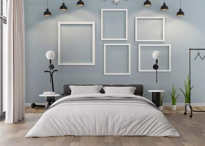 gallery room with frame for mockup, 3d rendering Wall mural