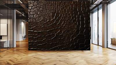 Abstract dark brown snakeskin wall texture background with cracks on it, realistic digital design illustration of a leather like wall

 Wall mural