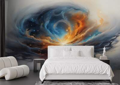 Abstract illustration background digital artwork depicting a vibrant and detailed cosmic scene. Colorful dreamy space backdrop Wall mural