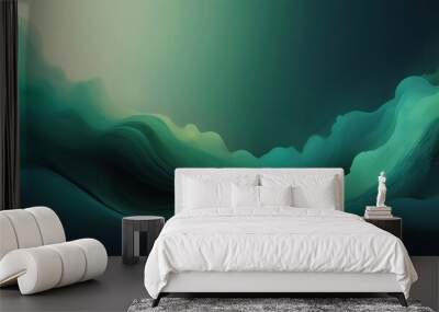 Abstract illustration colorful paint style background combination of wavy liquid form green and white colors Wall mural