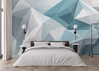 digital abstract artwork featuring a geometric polygon style textured background with blue, silver and white colors Wall mural