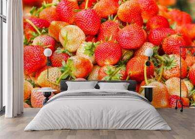 Many of fresh strawberries. Wall mural