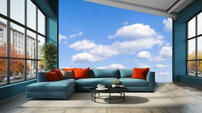 Panorama or panoramic photo of blue sky and white clouds or cloudscape. Wall mural