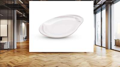 white ceramics plate and bowl isolated on white background Wall mural