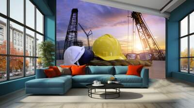 Standard construction safety and construction site background. Wall mural