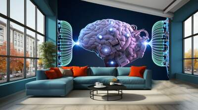 Automation data analytic with robotic brain and digital visualization for big data scientist Wall mural