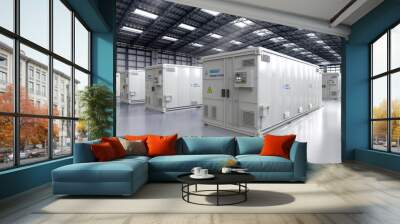 Energy storage systems or battery container units in factory Wall mural