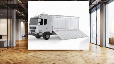 Logistic side tipping trailer truck or lorry on white background Wall mural