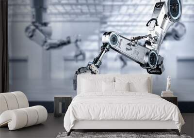 Metal robotic arm with conveyor line Wall mural