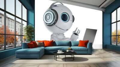 robot with headset and notebook Wall mural