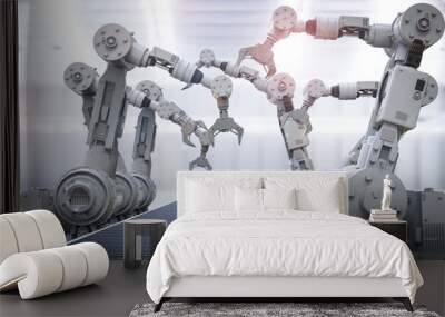 robotic arms with empty conveyor belt Wall mural