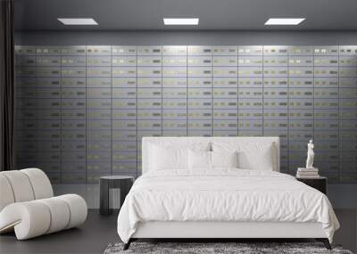 safe deposit boxes inside bank vault Wall mural