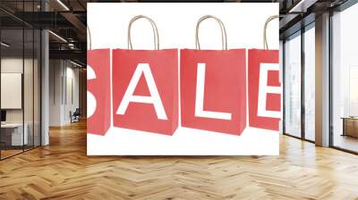 sale shopping bags isolated on white Wall mural