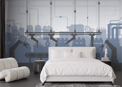 Silhouette factory interior Wall mural