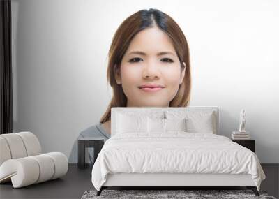 smiling asian woman isolated on white Wall mural