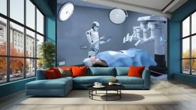 Surgery robot in operation room Wall mural