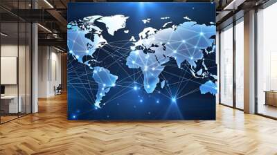 World map point, line, composition, representing the global, Global network connection,international meaning.Global network connection concept, abstract concept earth Wall mural