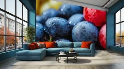 A close-up of a bunch of grapes. Wall mural