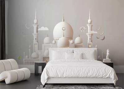 A Gorgeous Scene With A Mosque.  Wall mural