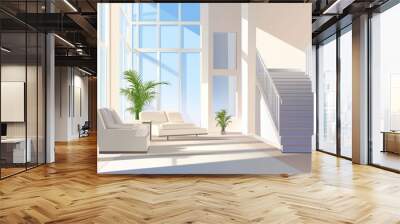 A stylish living room interior with a minimalist design.  Wall mural