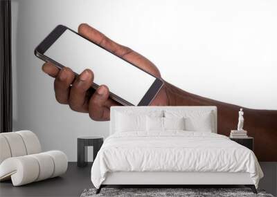 hand holding smart phone with blank screen Wall mural