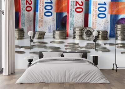  swiss money coins with banknote  Wall mural