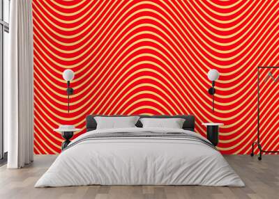 red and yellow hypnotic curved lines Wall mural