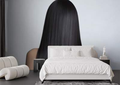 Rearview of a young Asian woman with long silky black hair Wall mural