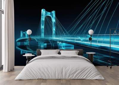 architectural modern bridge, showcasing its sleek design and innovative engineering Wall mural