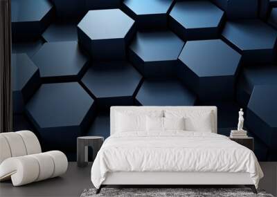 blue square hexagons background Wall mural