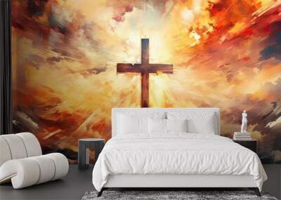 Cross of Jesus painting Wall mural