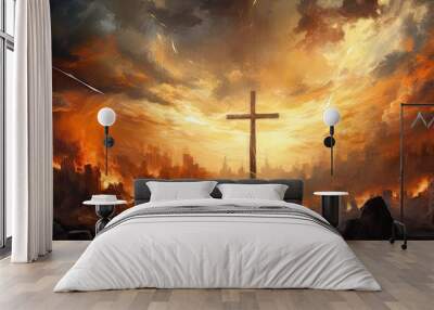 Cross of Jesus painting Wall mural