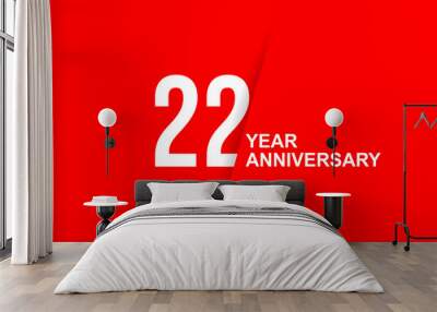 Elegant 22 year anniversary celebration with bold red design Wall mural