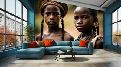 Portrait of the native African people in traditional dress  Wall mural