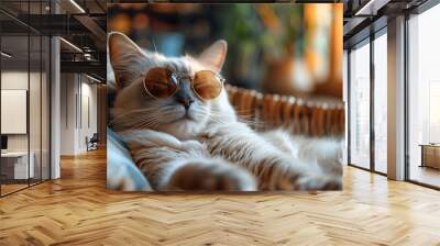 Cat with glasses
 Wall mural