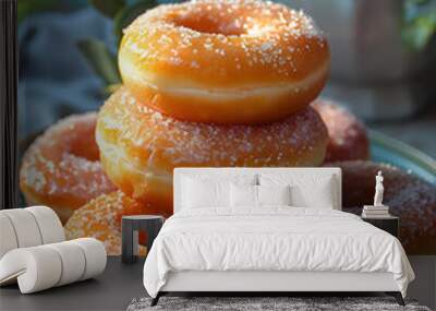 donuts with icing sugar Wall mural