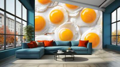 fried eggs isolated on white background Wall mural