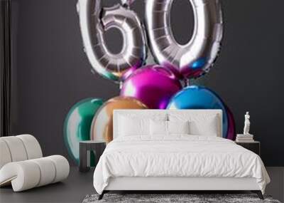 silver balloons celebrating 60th birthday Wall mural