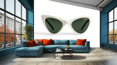 Stylish White Retro Cat-Eye Sunglasses | Vintage Fashion Accessory for Chic and Timeless Looks Wall mural