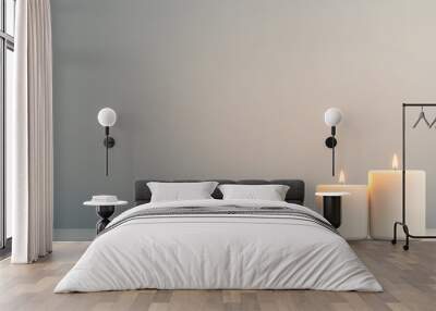 Tealight Candles on Gray Background | Minimalist and Serene Ambiance for Relaxation Wall mural