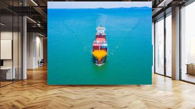 Cargo container ship in the sea Wall mural